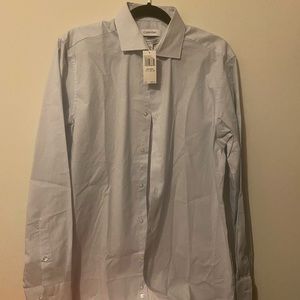 Calvin Klein Men’s Dress Shirt, Blue Topaz Slim Fit Stretch.